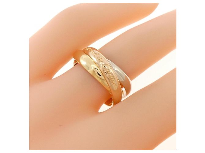 Anello Cartier Trinity in oro bianco rosa e giallo D'oro - vista 4