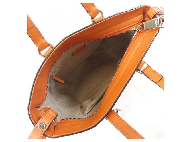 Bolsa de Mão Gucci Micro GG em Couro Laranja - vista 8