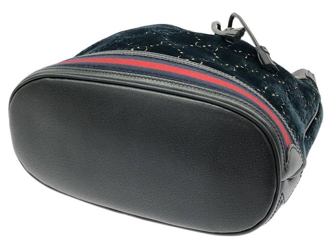 Borsa a tracolla Gucci 574960 9JTNT in velluto blu e pelle - vista 3