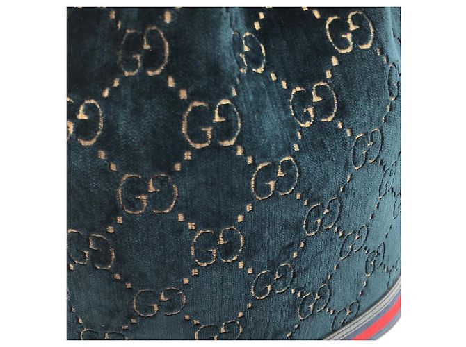 Borsa a tracolla Gucci 574960 9JTNT in velluto blu e pelle - vista 4
