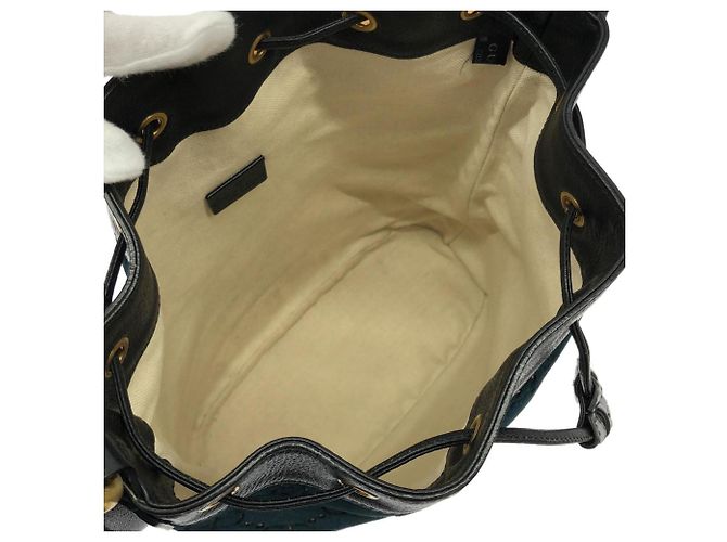 Borsa a tracolla Gucci 574960 9JTNT in velluto blu e pelle - vista 8
