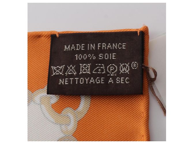 Hermès Foulard Hermes Petit Carré 40 Palonniers Bianco Multicolore Arancione - vista 3