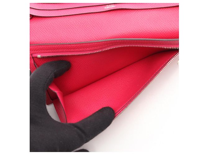 Hermès Cartera larga bi-fold Hermes Bearn Soufflé Rosa - vista 4