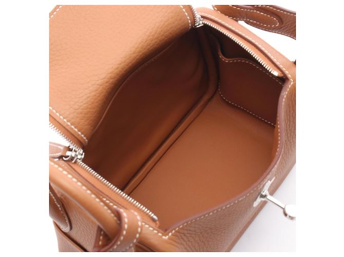 Hermès Bolso de Hombro Hermes Lindy Mini Gold Castaño - vista 3