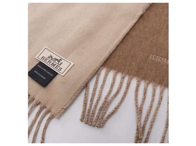 Hermès Stola in cashmere Hermes Recto Verso Marrone Beige - vista 4