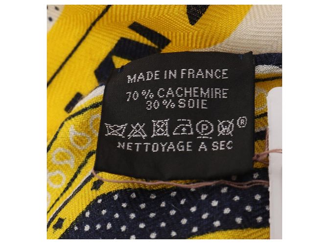 Hermès Hermes PUZZLEII Sciarpa Giallo Blu navy - vista 4
