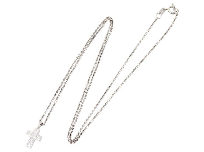 Collana Croce Diamanti Cartier Argento - vista 2