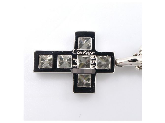 Collana Croce Diamanti Cartier Argento - vista 3