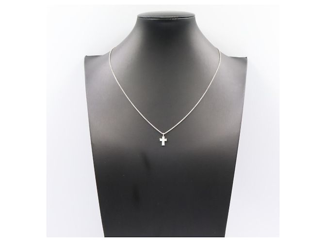 Collana Croce Diamanti Cartier Argento - vista 6