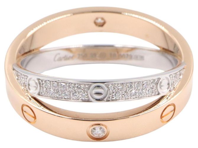 Bague Cartier B-Love Diamants Argenté Doré - vue 2