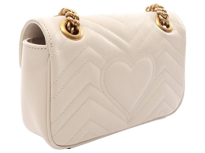 Borsa a tracolla Gucci GG Marmont in pelle bianca Bianco - vista 2