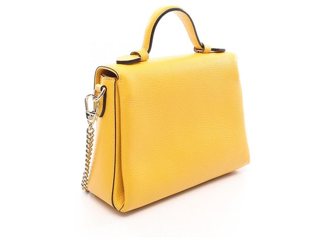 mala de mão 2-Way Gucci Interlocking G em couro amarelo - vista 2
