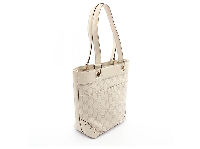 Saco Tote Gucci Guccissima em couro marfim Cru - vista 2