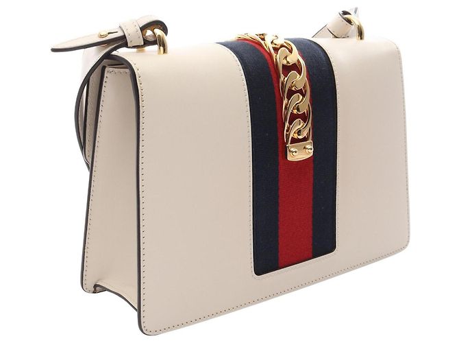 Gucci Sylvie Small Web Line 2-Way Handtasche Weiß Rot Marineblau - Ansicht 2