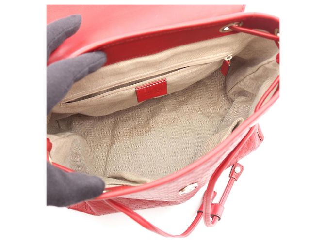 Mochila Gucci Microguccissima en cuero rojo Roja - vista 3