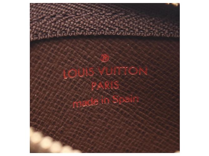 Louis Vuitton Pochette Clé Damier Ebene Leather Coin Purse Castaño - vista 4