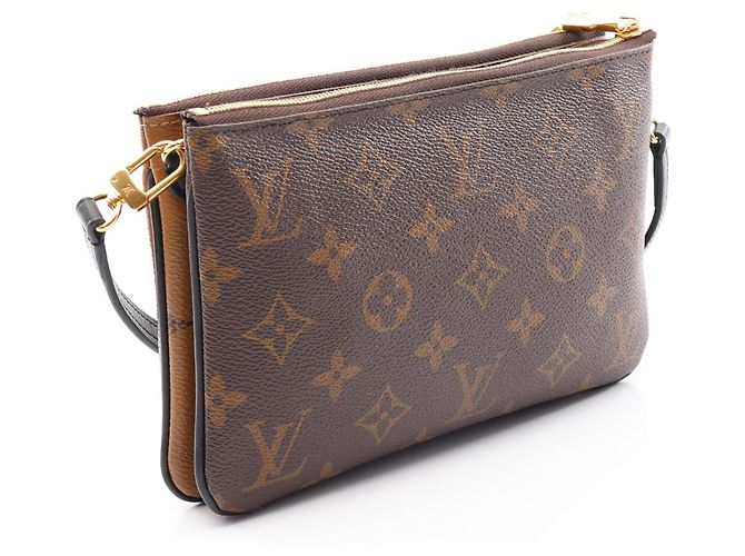 Louis Vuitton Double Zip Pochette Marrone Beige - vista 2