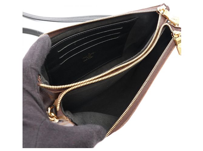Louis Vuitton Double Zip Pochette Marrone Beige - vista 3