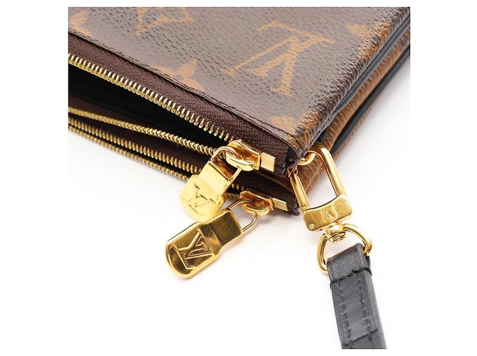 Louis Vuitton Double Zip Pochette Marrone Beige - vista 6