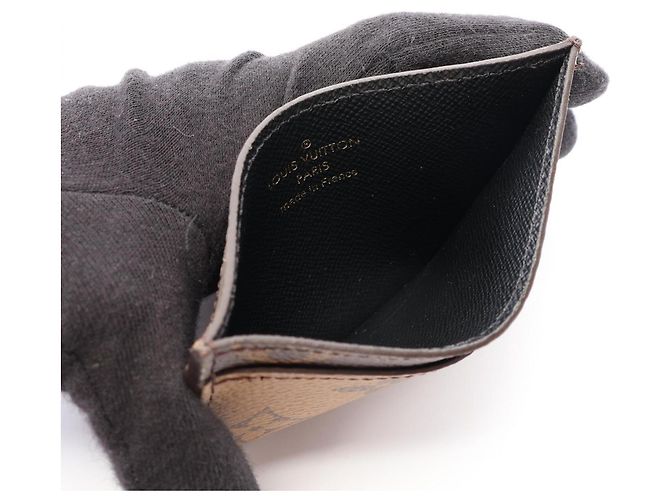 Louis Vuitton Porte Cartes Simple Monogram Reverse Business Card Holder Castaño - vista 3