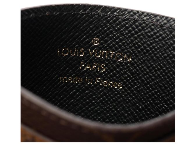 Louis Vuitton Porte Cartes Simple Monogram Reverse Business Card Holder Castaño - vista 4