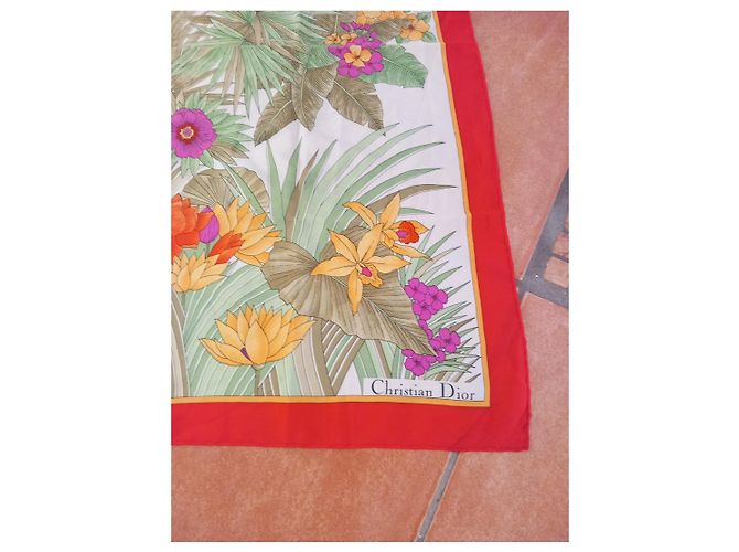 Pañuelo floral Christian Dior Rosa Blanco Roja Verde Naranja Amarillo - vista 2