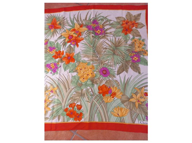 Pañuelo floral Christian Dior Rosa Blanco Roja Verde Naranja Amarillo - vista 3