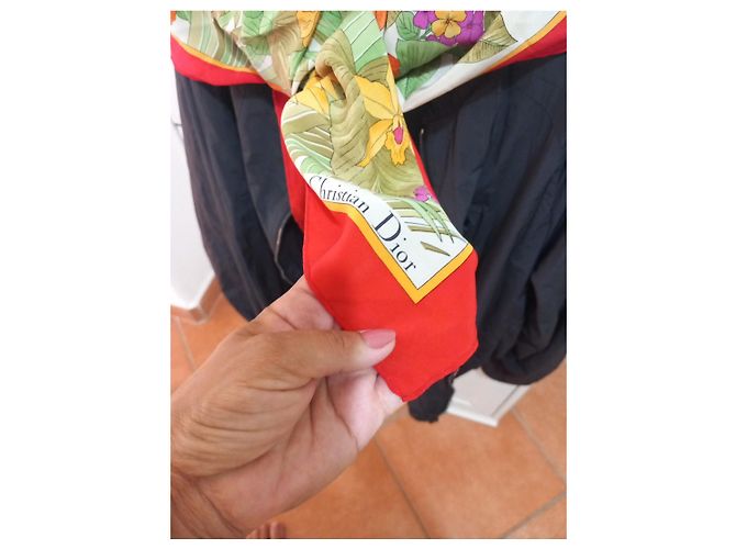 Pañuelo floral Christian Dior Rosa Blanco Roja Verde Naranja Amarillo - vista 6