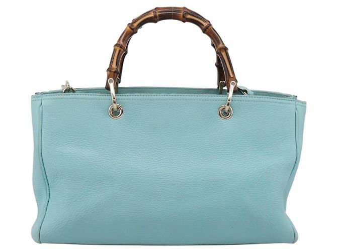 Gucci Bamboo Shopper Leather Large Azul - vista 2