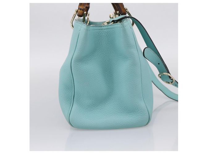 Gucci Bamboo Shopper Leather Large Azul - vista 3