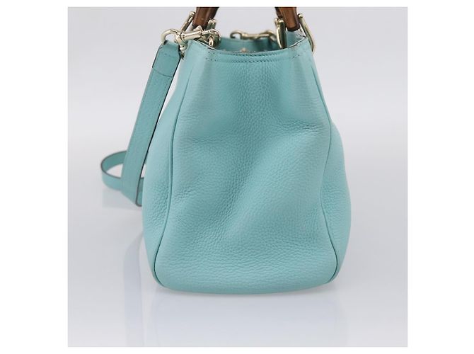 Gucci Bamboo Shopper Leather Large Azul - vista 4