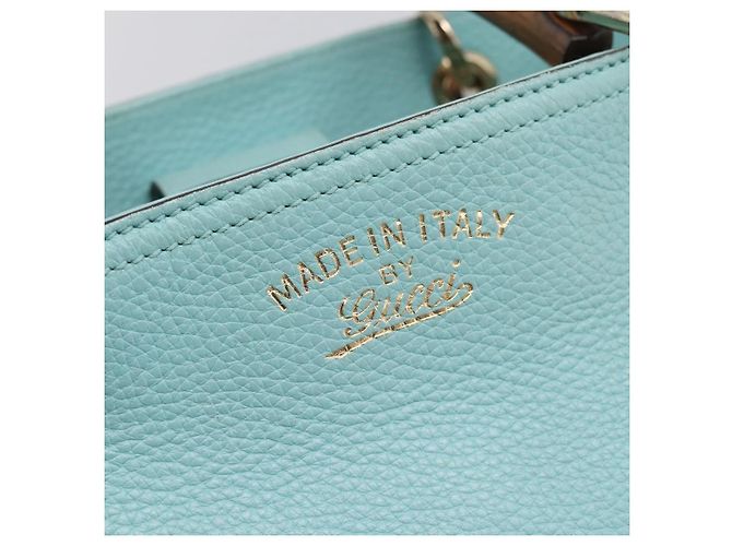 Gucci Bamboo Shopper Leather Large Azul - vista 6