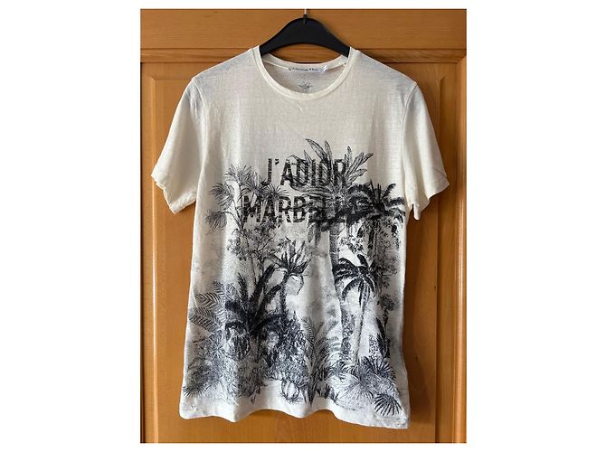 T-shirt Christian Dior em algodão e linho Branco - vista 2