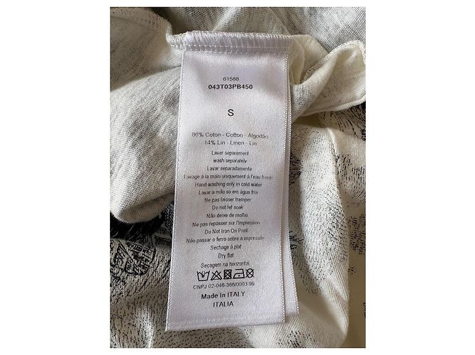 T-shirt Christian Dior em algodão e linho Branco - vista 5