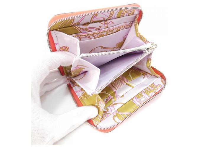 Hermès Portafoglio compatto in seta Hermes EX-LIBRIS Rosa - vista 3