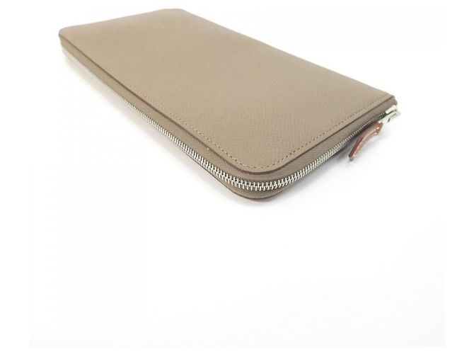 Hermès Cartera larga de seda Hermes EN LIBERTE Beige Gris pardo Morado oscuro - vista 2