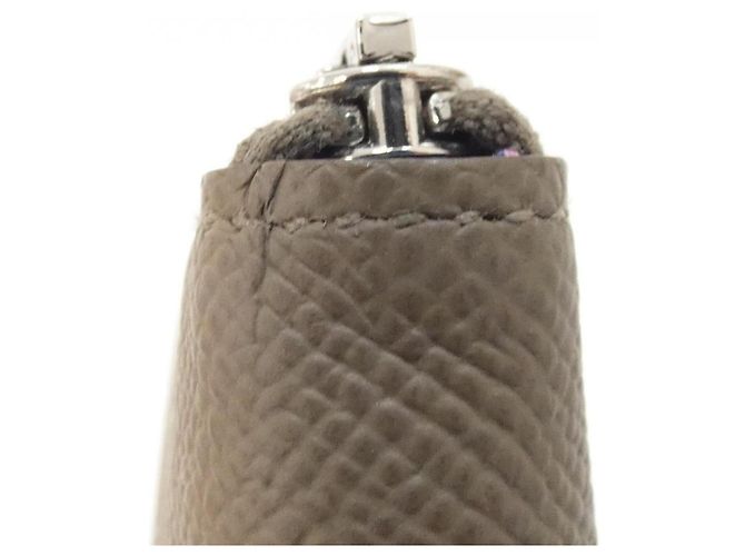 Hermès Cartera larga de seda Hermes EN LIBERTE Beige Gris pardo Morado oscuro - vista 3