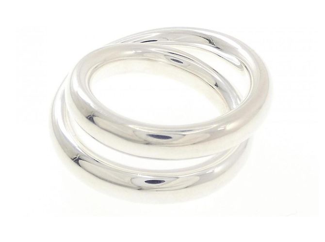 Ring Hermès Anello a Fascia Hermes Vertige in Argento 925, Misura 52 (US 6.5) - vista 3