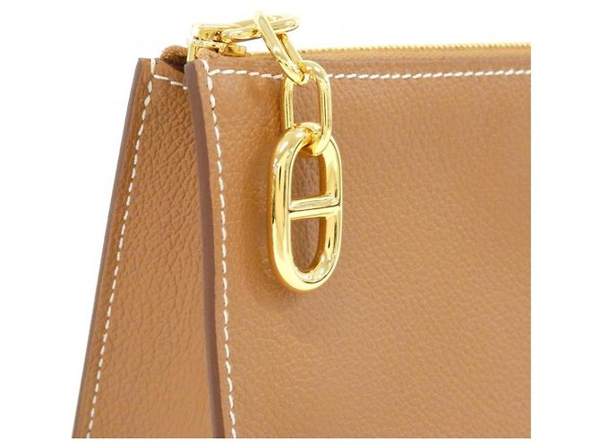 Hermès Hermes Zip Ango Chaine d'Ancre PM Handbag Pouch Marrone D'oro - vista 3