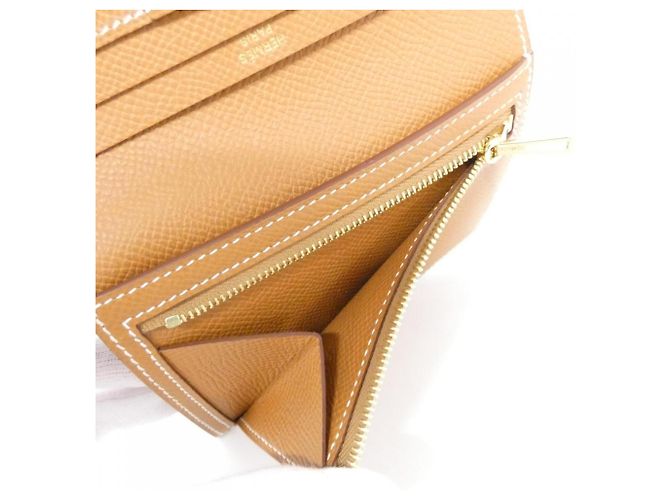 Hermès Portafoglio Hermes Bearn Compact Marrone D'oro - vista 4
