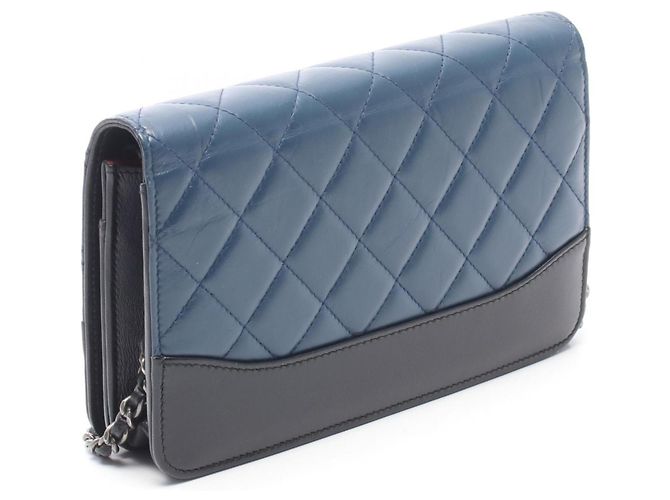 Borsa Chanel Matelassé in pelle nera e blu navy Nero - vista 2