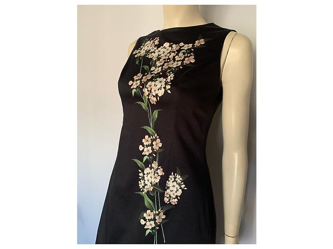 Schwarzes Carolina Herrera Kleid mit Blumenprint - Ansicht 2