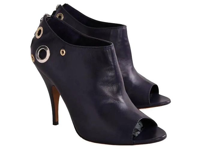 Tacchi Moschino in pelle viola Porpora - vista 3