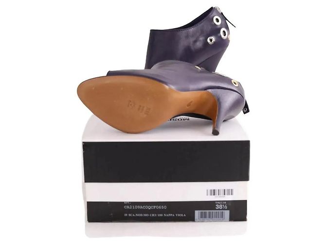 Tacchi Moschino in pelle viola Porpora - vista 5