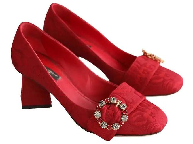 Dolce & Gabbana Red Cloth Heels - view 3