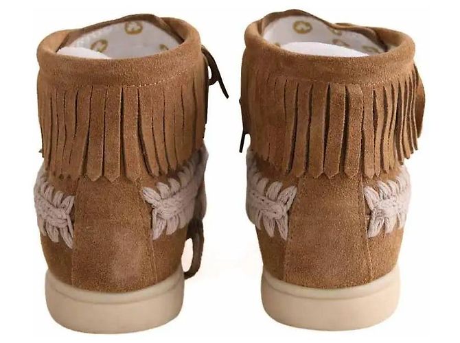 Autre Marque Boots Suede mini boot with fringes camel - vue 2