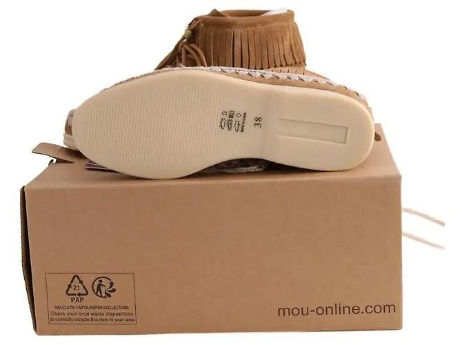 Autre Marque Boots Suede mini boot with fringes camel - vue 6