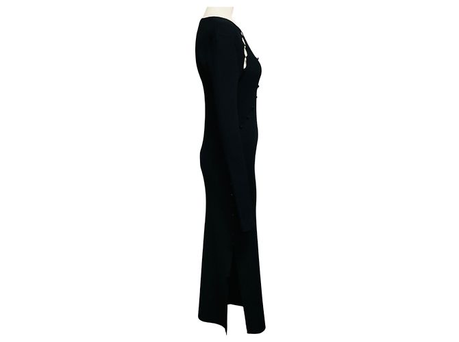 Vestido midi de punto acanalado de manga larga Altuzarra Black Negro - vista 2