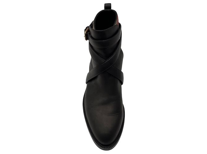 Burberry Botines planos de piel y estampado Check Black / Archive Beige Negro - vista 4