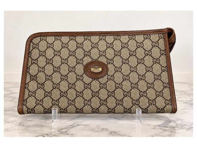 Gucci Vintage – Pochette GG Monogram in tela e pelle marrone – Unisex - vista 2